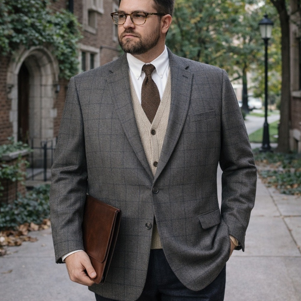 Jos. A. Bank‎ 1905 Wool Blazer Jacket Gray Plaid Tailored Fit Big & Tall 50L